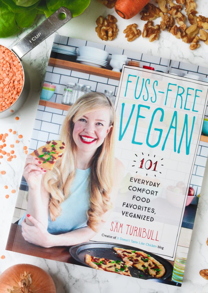 Fuss-Free Vegan cookbook with dry ingredients for vegan lettuce wraps.