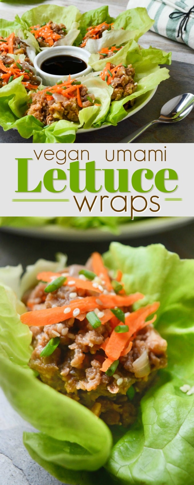 Asian-inspired vegan lettuce wraps are packed with a lentil-walnut "umami" filling. Serve these gluten-free wraps with a side of rice for a quick & simple lunch. Or enjoy them alone as a light snack.